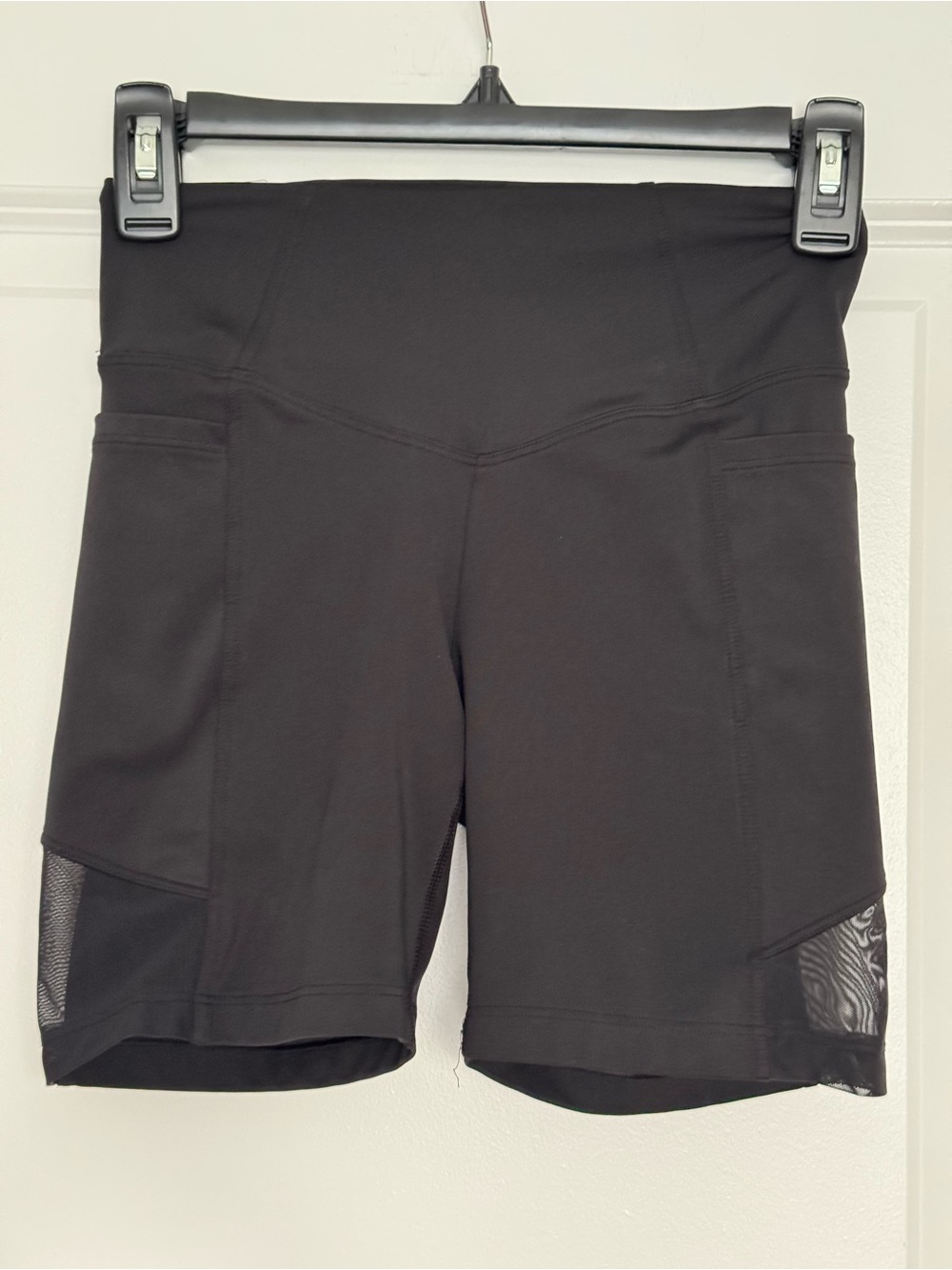 PINK Victoria's Secret Black High-Waist Bike Shorts with Mesh Panels